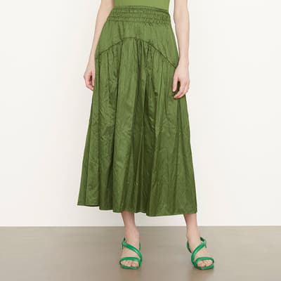 Green Smocked Tiered Skirt