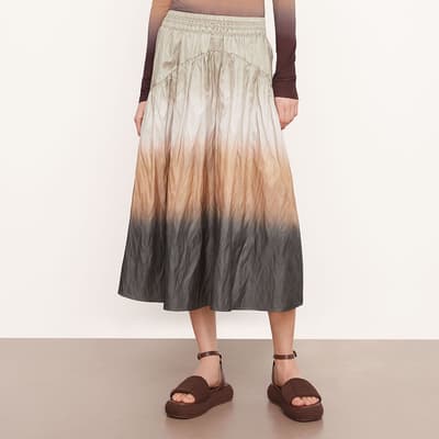 Brown Dip Dye Smocked Skirt
