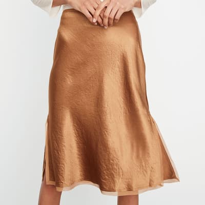 Bronze Chiffon Trim Slip Skirt