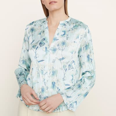 Blue Floral Crushed Blouse