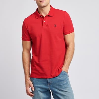 Red Pique Cotton Polo Shirt