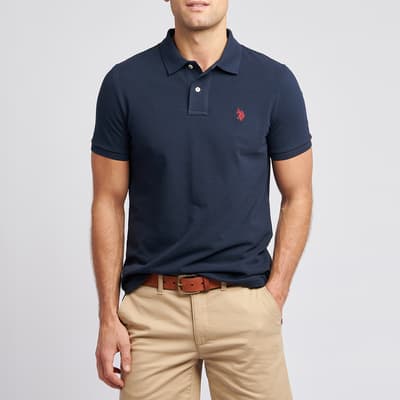 Navy Pique Cotton Polo Shirt