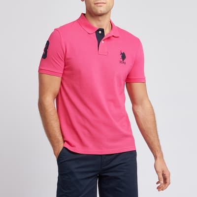 Pink Player Pique Cotton Polo Shirt