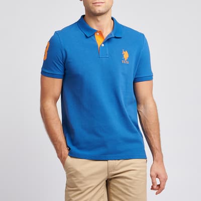 Bright Blue Player Pique Cotton Polo Shirt
