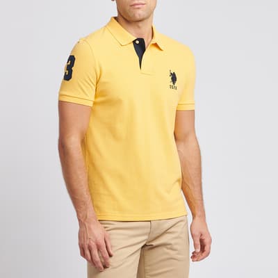 Yellow Player Pique Cotton Polo Shirt