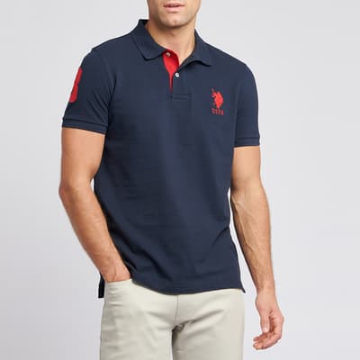 Navy Player Pique Cotton Polo Shirt