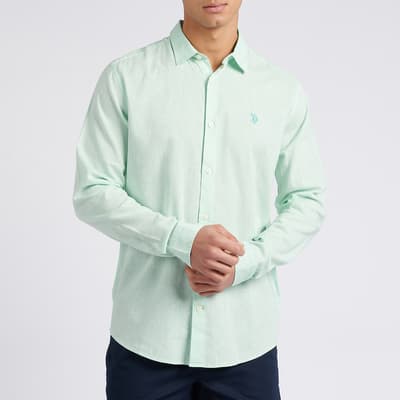 Green Long Sleeve Linen Blend Shirt
