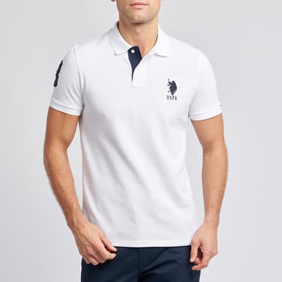 White Player Pique Cotton Polo Shirt
