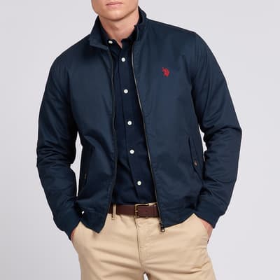 Navy Cotton Twill Harrington Jacket