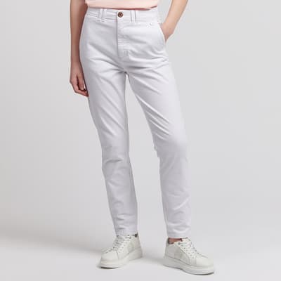 White Cotton Blend Chino Trousers