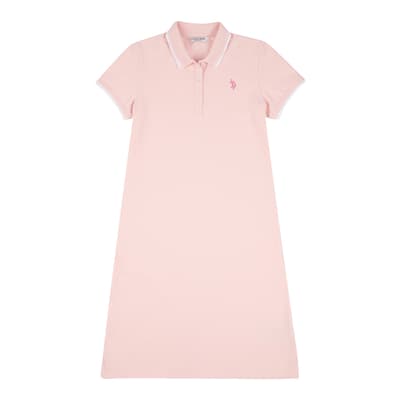 Pink Contrast Trim Cotton Blend Polo Dress
