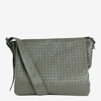 Grey Intrecciato Messenger Bag 