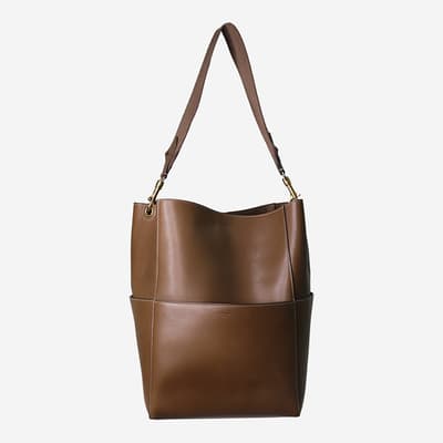 Brown Sangle Bucket Bag 