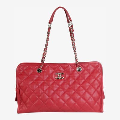Red 2012-2013 Caviar Quilted Chain Shoulder Bag