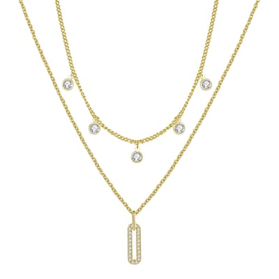 18K Gold Double Layer Embellished Necklace