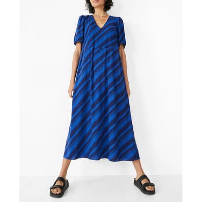 Blue Stripe Stripe Midi Dress