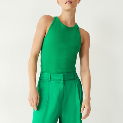 Green Rhonda Scoop Cotton Vest Top