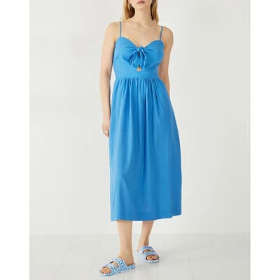 Blue May Linen Blend Midi Dress 