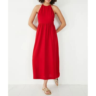 Red Rosanna Halter Midi Dress