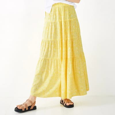 Yellow Aiyana Tiered Maxi Skirt 
