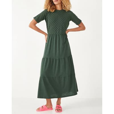 Green Cotton Thalia Broderie Midi Dress
