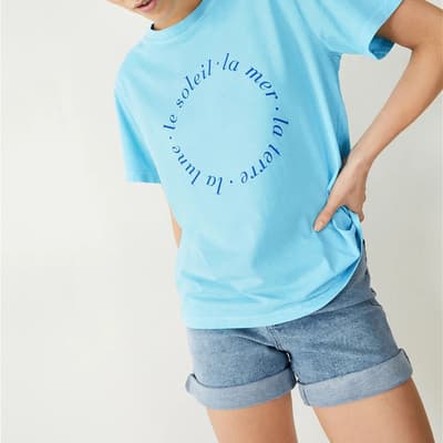 Blue Le Soleil Cotton T-Shirt 