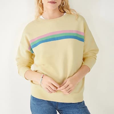 Yellow Aurora Stripe Relaxed Cotton Sweatshirt