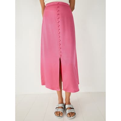 Pink Marisa Satin Midi Skirt 
