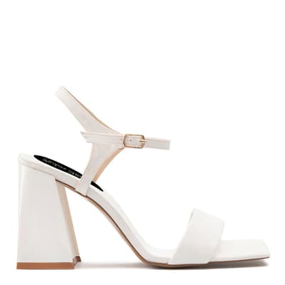 White Squared Heeled Sandals