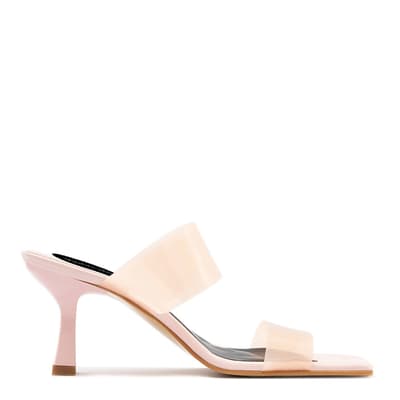 Light Pink Transparent Double Band Heeled Mules