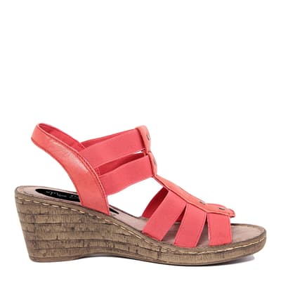 Coral Strappy Leather Wedge Sandals