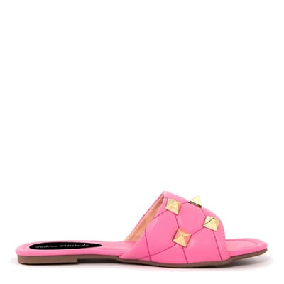 Pink Studded Band Flat Sandals