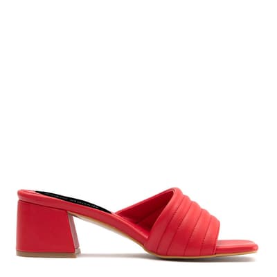 Red Quilted Strap Heeled Mules