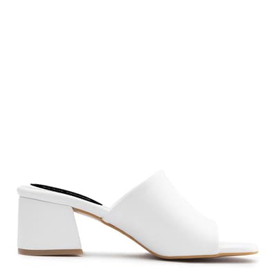 White Wide Band Heeled Mules