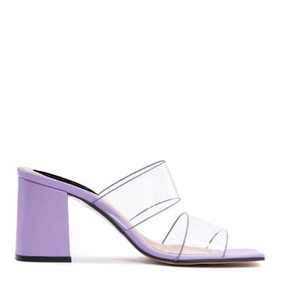 Lilac Transparent Band Heeled Mules