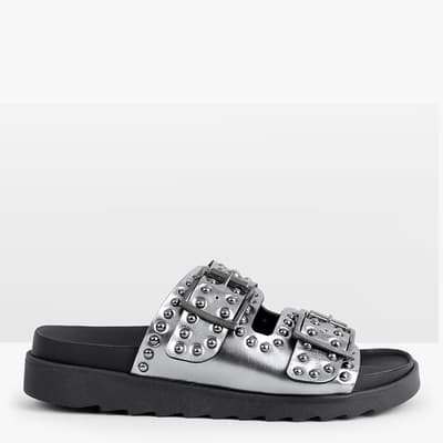 Silver Kapalua Studded Flat Sandals