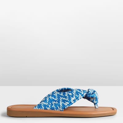 Blue/White Tahiti Knotted Flat Sandals