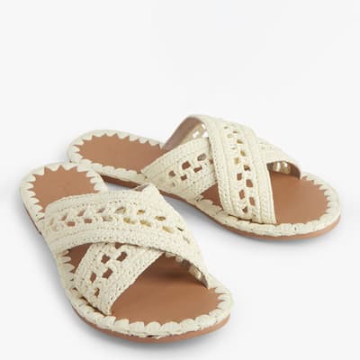 Ecru Azored Crochet Flat Sandals