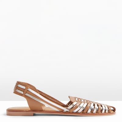 Tan/Metallic Trenton Huarache Flat Sandals
