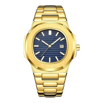 18K Gold Blue Dial Quartz Watch