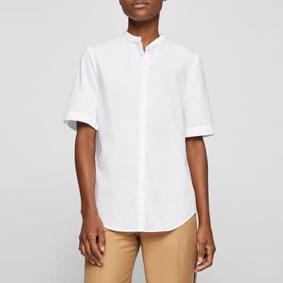White Befelina Short Sleeve Cotton Shirt