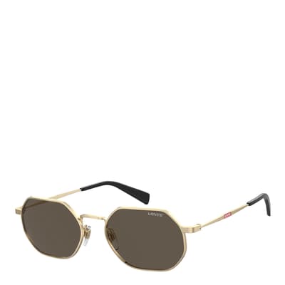 Gold Rectangular Geometrical Sunglasses 55mm