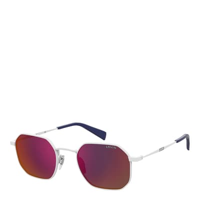 Matte White Rectangular Geometrical Sunglasses 51mm