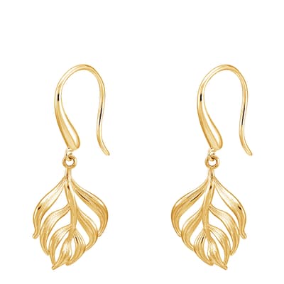 Gold Small Angel Feather Drop Earrings