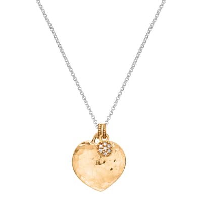 Silver Heart & Diamond Charm Necklace