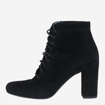 Black Suede Lace-Up Ankle Boots UK 5