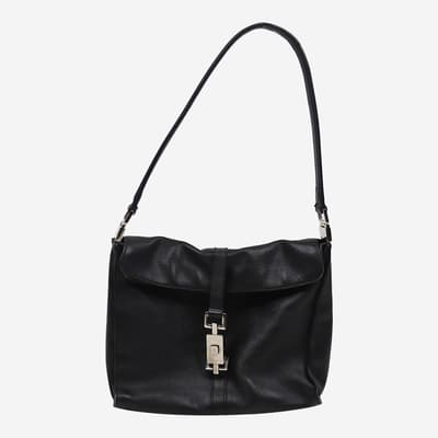 Black Jackie Leather Shoulder Bag
