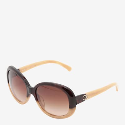 Black And Beige Two-Tone Ombre Sunglasses