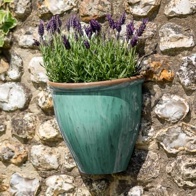 Running Glaze Wall Pot - Green