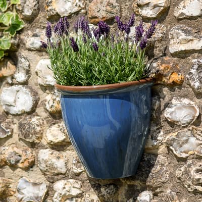 Running Glaze Wall Pot - Blue